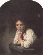 REMBRANDT Harmenszoon van Rijn Girl leaning on a window-sill (mk33) USA oil painting artist